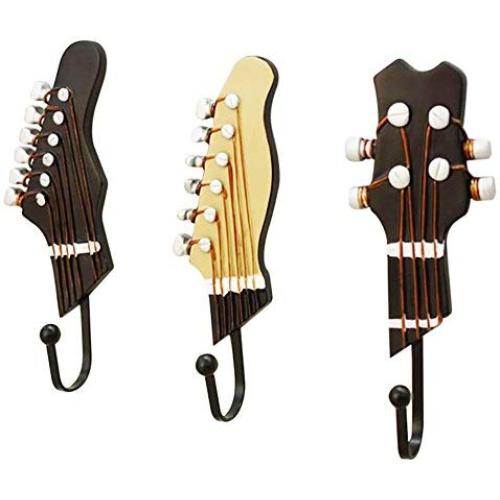 Zhi Jin 3 Hook Resin Guitar Shape Towel Clothes Wall Hangers Rack Vintage Hooks Set Decoration