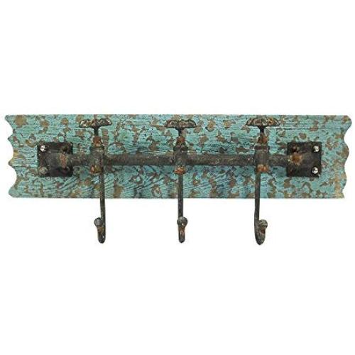 ACCENTHOME Vintage Iron Wall Hooks Antique Finish Metal Clothes Bath Tower Hanger Turquoise