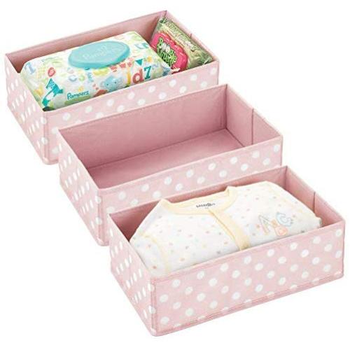 mDesign Soft Fabric Polka Dot Dresser Drawer and Closet Storage Organizer for Child/Kids Room, Nursery, Playroom - Divided Organizer Bin - Textured Print, 3 Pack - Pink/White mDesign Soft Fabric Polka Dot Dresser Drawer and Closet Storage Organizer for Child/Kids Room, Nursery, Playroom - Divided Organizer Bin - Textured Print, 3 Pack - Pink/White