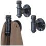 MyGift Industrial Wall-Mounted Metal Pipe Fitting Coat Hooks Hangers Garment Holders, Set of 3