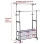 BeUniqueToday Adjustable Garment Telescopic Rolling Clothes Hanger with Drawers, Room-Saver Clothes Rack for The Household with Limit Balcony Room, Top-Grade Metal and Plastic Garment Clothes Hanger