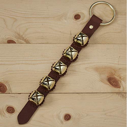 Gold Arctic Sleigh Bell Leather Strap Hanger Door Chimes / Dog Potty Training_FREE SHIPPING
