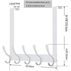 WEBI Over The Door Hook,Over The Door Towel Rack,Door Hanger Over Door Coat Rack Towel Hanger for Hanging Towels,Clothes,Back of Bathroom,White