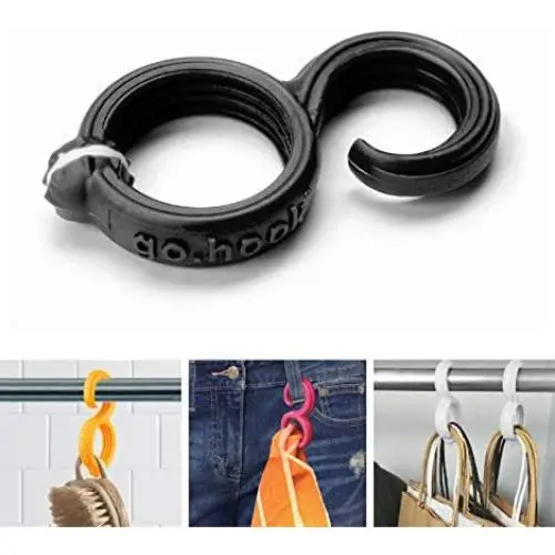 FusionBrands GoHook, Black - Versatile Magnetic Hooks Hold Essential Go-To Items in the Kitchen, Bathrooms, Closets, and On the Go-Flexible S Hook Design is Portable, Easy to Use, and Holds Up to 3lbs