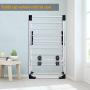 Tangkula Clothes Drying Rack, Collapsible Laundry for Sweaters Socks Underwear with Shoe Holder & 2 Shelves, Study Steel Frame Space Saving Adjustable Hanging Foldable Drying Rack (White)