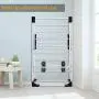 Tangkula Clothes Drying Rack, Collapsible Laundry for Sweaters Socks Underwear with Shoe Holder & 2 Shelves, Study Steel Frame Space Saving Adjustable Hanging Foldable Drying Rack (White)