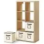 MaidMAX Foldable Storage Cubes with Label Holders and Dual Handles, Beige, Set of 6