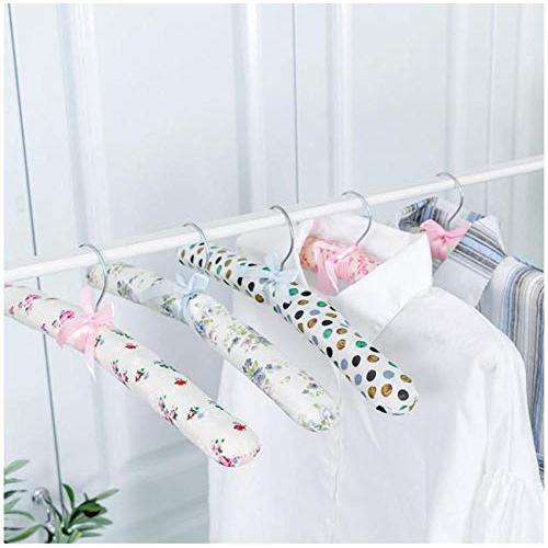 5pcs Random Color Hook Sponge Cotton Satin Padded Coat Clothes Suit Dress Hangers Rack