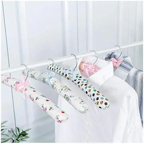 5pcs Random Color Hook Sponge Cotton Satin Padded Coat Clothes Suit Dress Hangers Rack 5pcs Random Color Hook Sponge Cotton Satin Padded Coat Clothes Suit Dress Hangers Rack
