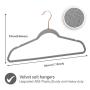 SUPJOO Premium Velvet Hangers Rose Gold Swivel Hooks - Felt Hangers-HeavyDuty Non Slip Sturdy Suit Hangers-Space Saving Clothes Hangers 50 Pack for Skirts Coats (Gray)