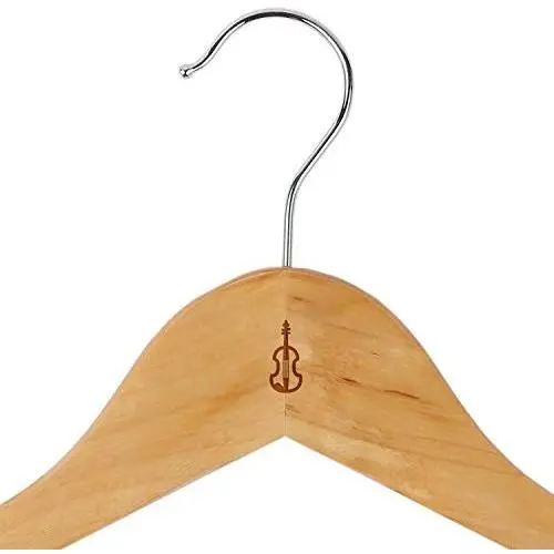 Violin Maple Clothes Hangers - Wooden Suit Hanger - Laser Engraved Design - Wooden Hangers for Dresses, Wedding Gowns, Suits, and Other Special Garments