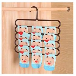 Junson Suit Hanger Multifunctional Five-Layer Pants Rack Drying Rack Candy Color Plastic Tie Storage Rack(Blue) Clothes Hanger