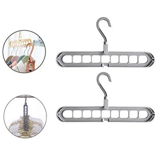 Highway 2pcs Magic Clothes Hanger Organizer,Multifunction Space Saving Hangers,Sturdy Plastic,Standard Hangers,Foldable Storage Coat Hangers (Grey) Highway 2pcs Magic Clothes Hanger Organizer,Multifunction Space Saving Hangers,Sturdy Plastic,Standard Hangers,Foldable Storage Coat Hangers (Grey)
