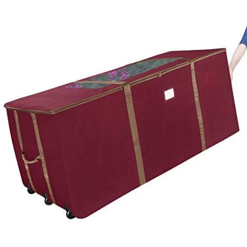 Elf Stor 83-DT5045 Rolling Christmas Storage Premium Duffel Bag with Wheels ? Holds up to a 9 Foot Artificial Tree, Red