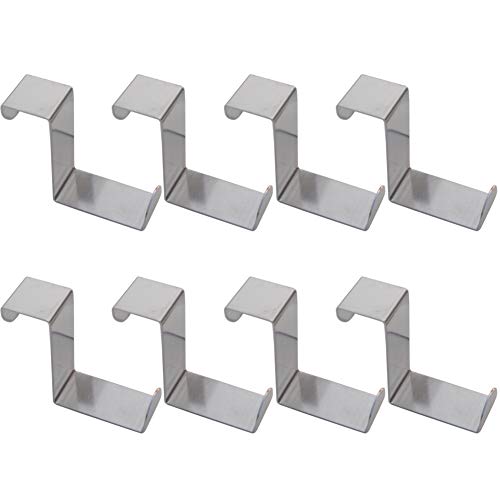 8 PCS Over The Door Hooks,Z-Shaped Reversible Sturdy Hanging Hooks Dual Head Single Hanger for Over The Door or Cupboard Door,Drawer, Saving Organizer Hanger Hold up to 11Lbs Stainless Steel