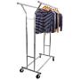 Cypress Shop Rolling Double Clothing Rail Rack Bar Commercial Grade Steel Garment Laundry Clothes Hanger Holder Adjustable Hanging Indoor Outdoor Coat Hanging Dryer Drying Cart Home Furniture