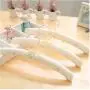 10 Pcs Top Grade White Cotton Fabric Padded Clothes Hanger Rack with Bowknot, Anti-Slip Dress Shirts Hanger with Embroidery Decoration