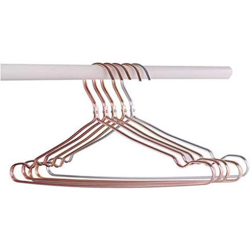 10pcs Random Color Cloth Hanger Durable Antideformation Aluminium Alloy Closet Skirt Dress Clothing Towel Storage Rack Closet Space Saver