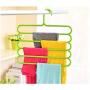 5pcs Random Color 5 Layers Pants Clothes Hangers Non-Slip Multifunctional Clothes Hangers Multilayer Tie Scarfs Magic Hanger Home Organizer
