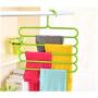 5pcs Random Color 5 Layers Pants Clothes Hangers Non-Slip Multifunctional Clothes Hangers Multilayer Tie Scarfs Magic Hanger Home Organizer