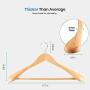 Tenrry 6 Pcs Wide Shoulder Wooden Hangers with Non Slip Pants Bar for Coat Clothes Dress Suit