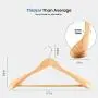 Tenrry 6 Pcs Wide Shoulder Wooden Hangers with Non Slip Pants Bar for Coat Clothes Dress Suit