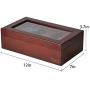 Volenx Tea Chest Box, Wooden Tea Boxes Storage Organizer with Dividers and Glass Window, Tea Boxes Holder 6 Compartment for Tea Bags