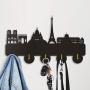 Paris City Hook - Wooden Key Hook, Clothes Hook、Hooks Hanger for Wall、Entryway、Living Room-Black Key Holder with 5 Hooks