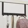 Over The Door Hook Hanger, FLE SUS304 Stainless Steel Heavy-Duty Organizer Rack for Coat, Towel, Bag, Robe - 6 Hooks (Black) Over The Door Hook Hanger, FLE SUS304 Stainless Steel Heavy-Duty Organizer Rack for Coat, Towel, Bag, Robe - 6 Hooks (Black)