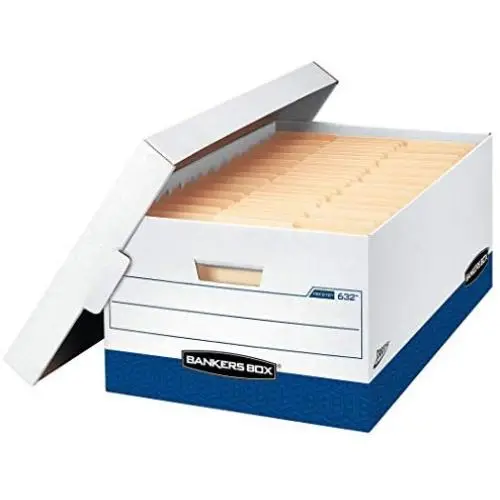 Bankers Boxes PRESTO Heavy-Duty Storage Boxes, Instant Assembly, Lift-Off Lid, Legal, Case of 12 (0063201) Bankers Boxes PRESTO Heavy-Duty Storage Boxes, Instant Assembly, Lift-Off Lid, Legal, Case of 12 (0063201)