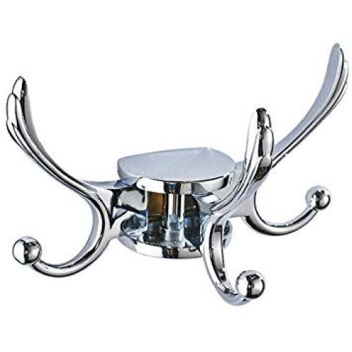 Wall Mount Coat Clothes Towel Hook Hanger with 3 Folding Swing Arm for Bedroom Bathroom Kitchen (silver)