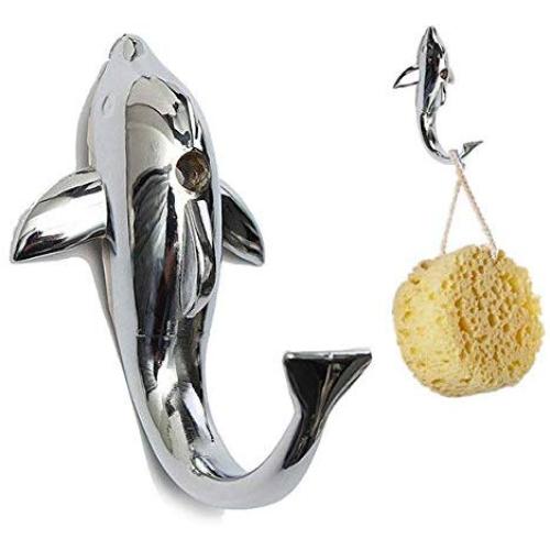 Agordo [New] Silver Chrome Alloy Dolphin Hook Towel Hat Coat Clothes Bathroom Hanger H