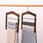 Lovt 4-Layers Wooden Pants Hangers, Non Slip Wood Hangers, Space Saving Clothes Hangers with 180° Rotating Hook, Heavy Duty Trousers Hanger, Closet Storage Organizer (Dark Brown)