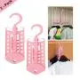 Space Saving Hnagers,【2 Pack】Multi-Functional Magic Hangers 12 in 1 Telescopic Foldable Household Hook, Suit Hangers Closet Organizer for Clothes Belts (Pink)