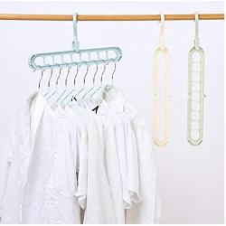 10pcs Portable Magic Clothes Hangers Racks Multiport Support Circle Portrait Landscape Rotary Random Color