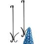 mDesign Metal Modern Over The Door Long Easy Reach Storage Organizer Rack - Hang Coats, Jackets, Hoodies, Hats, Scarves, Purses, Leashes, Towels, Robes, Clothing - 17" Tall, 4 Hooks - 2 Pack - Black