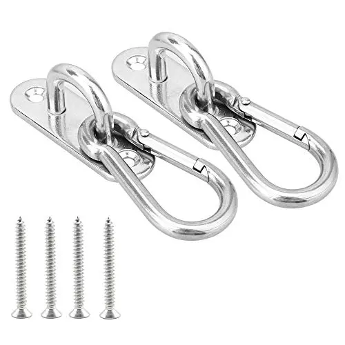 2 Set Heavy Duty Hanger Hook Hammock Wall Mount, Suspension Ceiling Hooks Outdoor Swing Mounting Hook Exercise Hook Stainless Steel Swivel Carabiner Yoga Ceiling Mount Swing Hook 2 Set Heavy Duty Hanger Hook Hammock Wall Mount, Suspension Ceiling Hooks Outdoor Swing Mounting Hook Exercise Hook Stainless Steel Swivel Carabiner Yoga Ceiling Mount Swing Hook