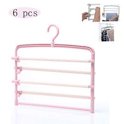 HJYPYJ Magic Hanger,Household Multi-Layer Storage Folding Hanger,Non-Slip PP Trouser Hangers,Applicable Balcony,Wardrobe Non-Slip/Pink / 6 pcs