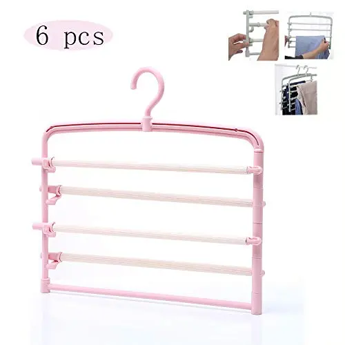 HJYPYJ Magic Hanger,Household Multi-Layer Storage Folding Hanger,Non-Slip PP Trouser Hangers,Applicable Balcony,Wardrobe Non-Slip/Pink / 6 pcs HJYPYJ Magic Hanger,Household Multi-Layer Storage Folding Hanger,Non-Slip PP Trouser Hangers,Applicable Balcony,Wardrobe Non-Slip/Pink / 6 pcs
