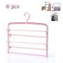 HJYPYJ Magic Hanger,Household Multi-Layer Storage Folding Hanger,Non-Slip PP Trouser Hangers,Applicable Balcony,Wardrobe Non-Slip/Pink / 6 pcs