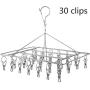 Iddefee Clothes Hanger 30 Clips Hanging Drying Rack Laundry Drip Hanger Stainless Steel Space Saving Racks for Socks Baby Clothes Bras Towel Underwear Pants Hangers (Color : Silver, Size : 40x30cm)