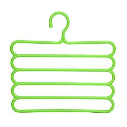 JINBEST Multi-Purpose Clothes Hanger Plastic 5 Layers Pants Trousers Hanger No Slip Storage Hanging Rack Closet Hangers (Green)