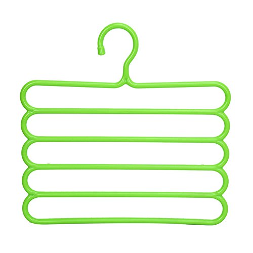 JINBEST Multi-Purpose Clothes Hanger Plastic 5 Layers Pants Trousers Hanger No Slip Storage Hanging Rack Closet Hangers (Green)