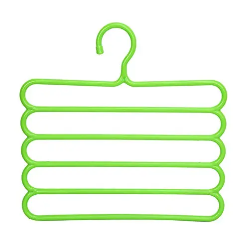 JINBEST Multi-Purpose Clothes Hanger Plastic 5 Layers Pants Trousers Hanger No Slip Storage Hanging Rack Closet Hangers (Green)
