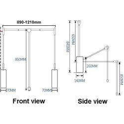 Hanger Adopts Pneumatic Buffer System Wardrobe Clothes Hanger Rail Adjustable Width Strong Load Capacity Horizontal Position Alumina Tube Aluminum Alloy Tube + Plastic (Color : Silver)