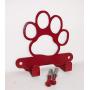 Dog Leash Hook Hanger. Dog Paw. Cherry Red Color. Made in USA. Solid Steel. Screws Included.