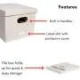 Internets Best Collapsible File Storage Organizer Boxes with Lid | Decorative Linen Hanging Filing & Storage Office Boxes | Letter/Legal | Strong Durable | Toys Blankets Binders | Cream | 1 Pack