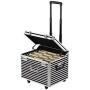 Vaultz VZ00685 Locking Mobile Rolling File Storage Chest, Letter/Legal Wheelie Case, 2 Combination Locks, 15.5 x 14.5 x 17.5 Inches, Black/White Stripe