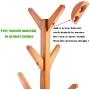 Neasyth Solid Wood Coat Rack Simple Entryway Standing Hall Tree Tetrapod Base for Hat Jacket Coat Hanger Rack in Living Room Bedroom (Teak Color)