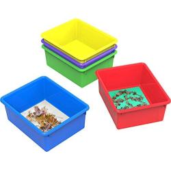 Storex Storage Tray, Letter Size, 10 x 13 x 5 Inches, Assorted Colors, 5-Pack (62530U05C)